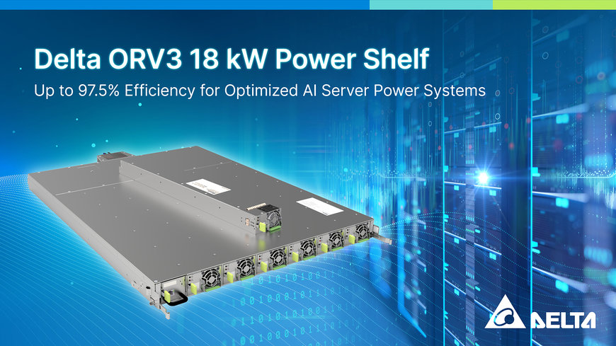 Delta to Deliver Higher Energy Conservation for AI Servers with its New ORV3 18 kW Power Shelf Featuring over 97.5% Efficiency 